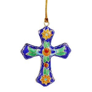 Kreuz Anhänger Weihnachtsschmuck Deko Cloisonne Emaille 5383